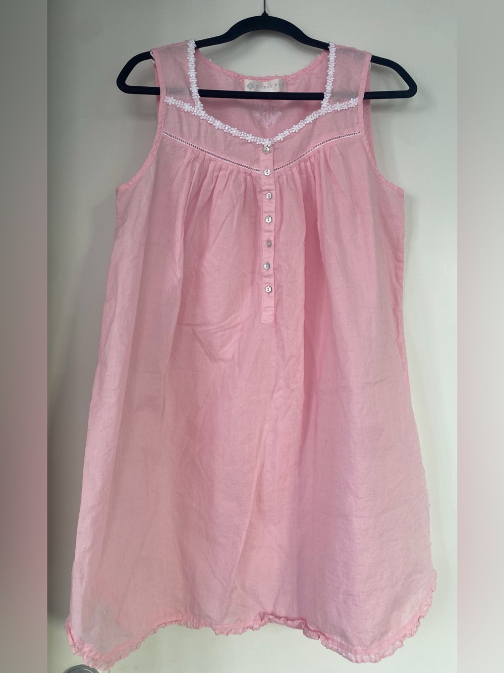Eileen West Praire Cottage core 100% baby pink soft cotton babydoll night gown